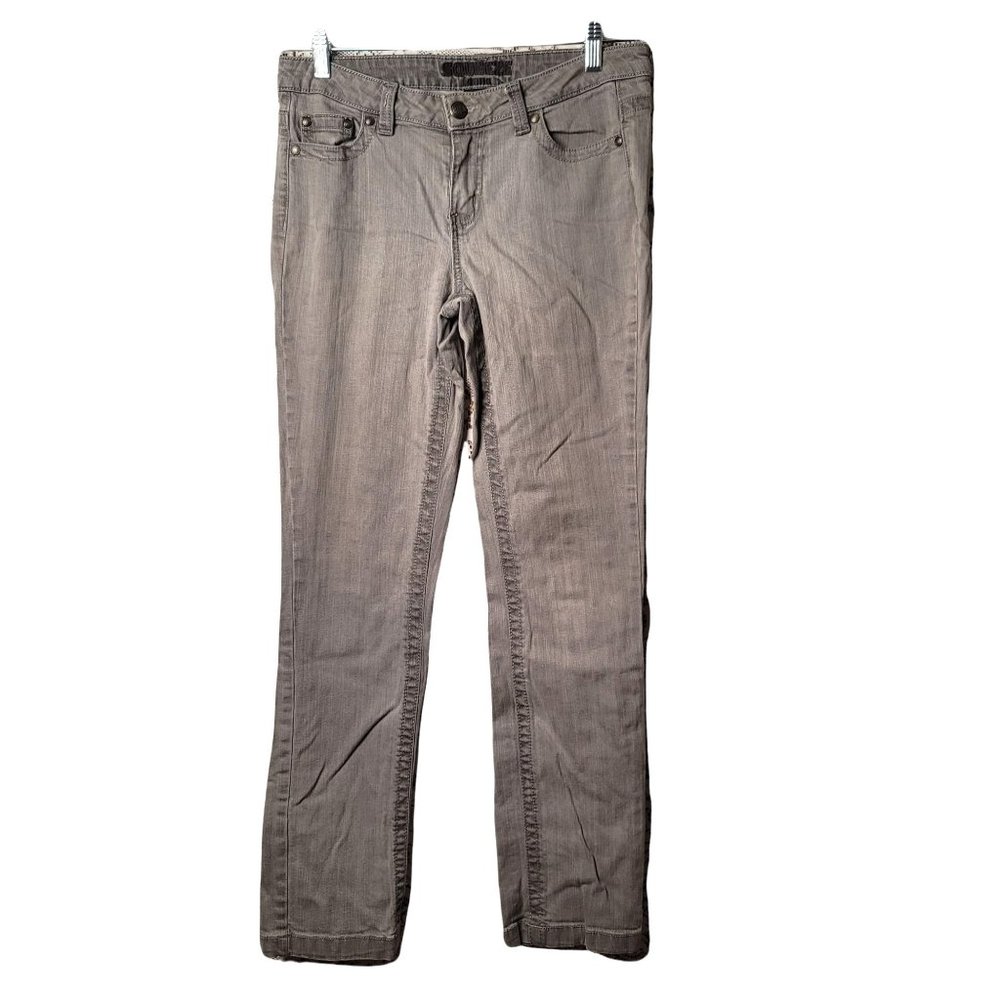 SQUEEZE JEANS Gray Silver Stretchy Low Rise Skinny Jeans | Size 9/10